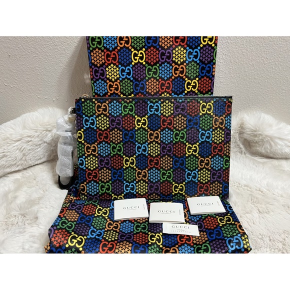 New Gucci GG Supreme Monogram Psychedelic Portfolio Pouch clutch wristle… - Picture 3 of 9